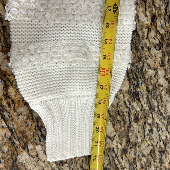 Coco Bleu Ivory Textured Open Front Oversized Cardigan Sweater Size M - Picture 9 of 10